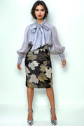 GF2573 METALLIC TIE NECK TOP