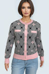 LS65060 ARGYLE CARDIGAN SWEATER