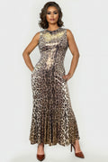 C3511 METALLIC SHIMMER SAFARI MAXI DRESS