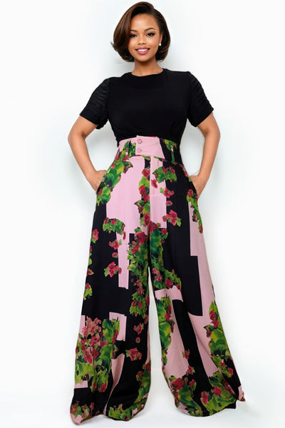 B1083 FLORAL PALAZZO PANTS