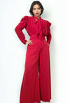 B1076 HIGH WAISTED PALAZZO PANTS (BLK, RED)