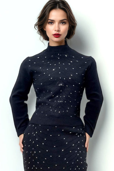 SY004 RHINESTONE CREW NECK SWEATER