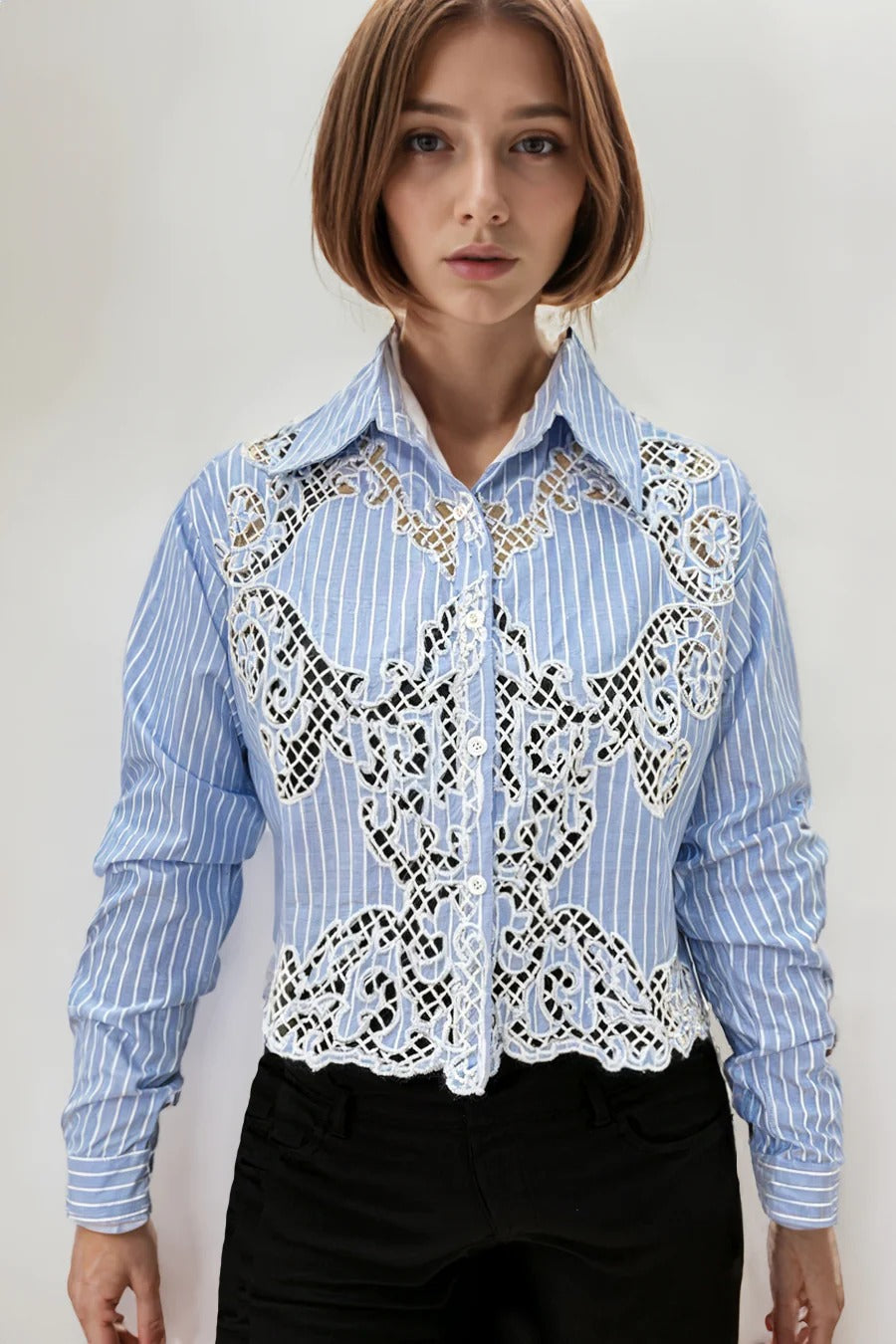 W5150 EMBROIDERED EYELET TOP