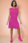 D1005 CRINKLED FRINGE DRESS