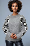 SA7753 EMBROIDERY FLOWER SWEATER