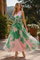 GF1728 FOLIAGE PRINT SLEEVELESS ORGANZA MAXI DRESS