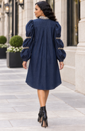 W5952 GEMSTONE ICON DENIM MIDI DRESS