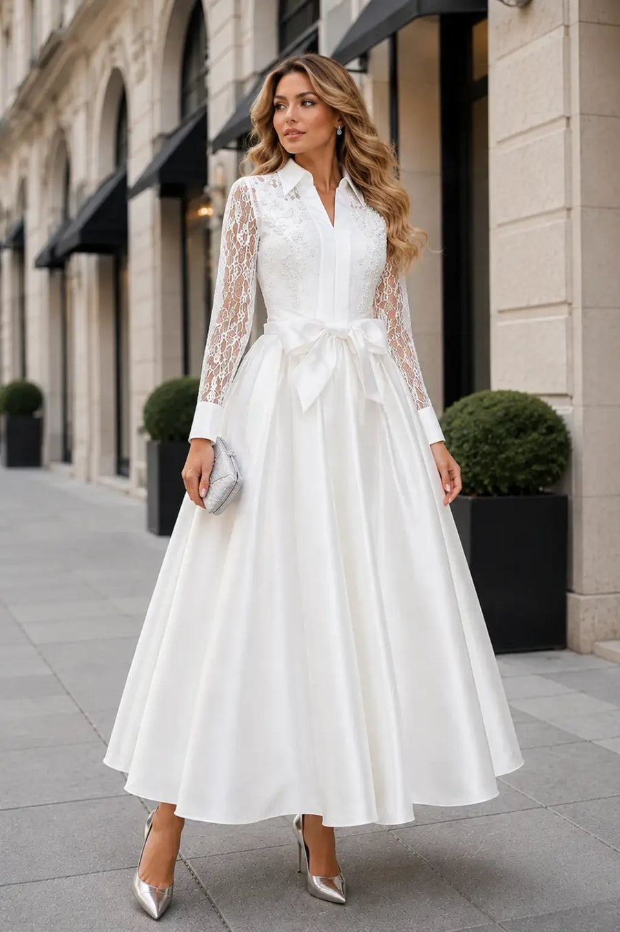 CH903 MIDNIGHT ROMANCE BEADED LACE MAXI DRESS (BLK, WHT)