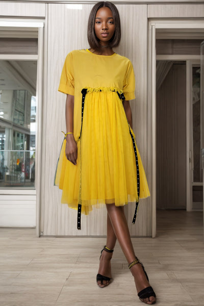 W1605 DRESS (WHT, GRN, YELLOW, BLUE)