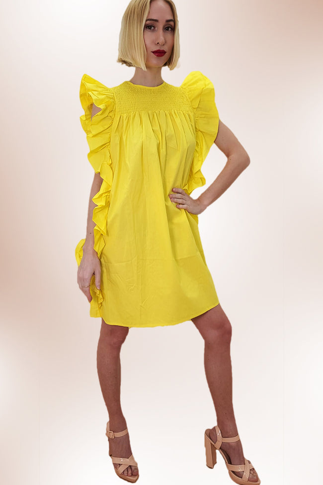 T1370 DRESS (YELLOW, LIME, PINK)