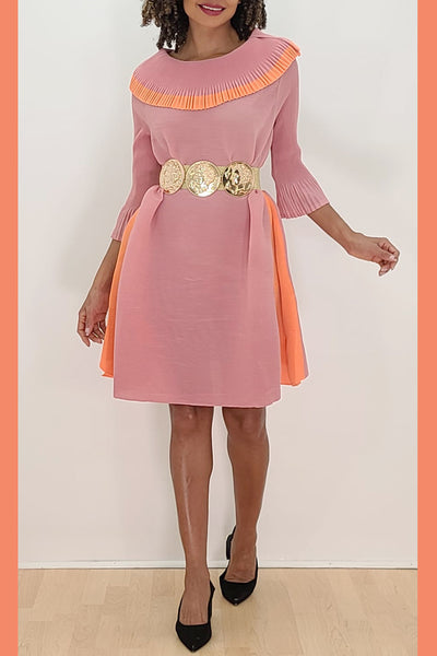 X7117 DRESS (PINK, BEIGE)