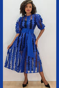 T13907 DRESS (WHT, ROYAL BLUE)