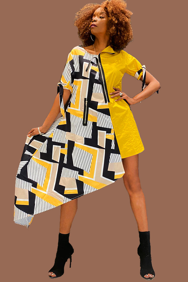 T13401A DRESS (GRN, YELLOW) (SMALL ONLY)