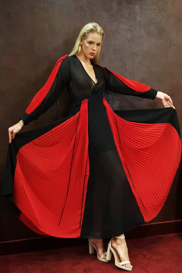 C1112 DRESS (BLACK/RED) - N by Nancy