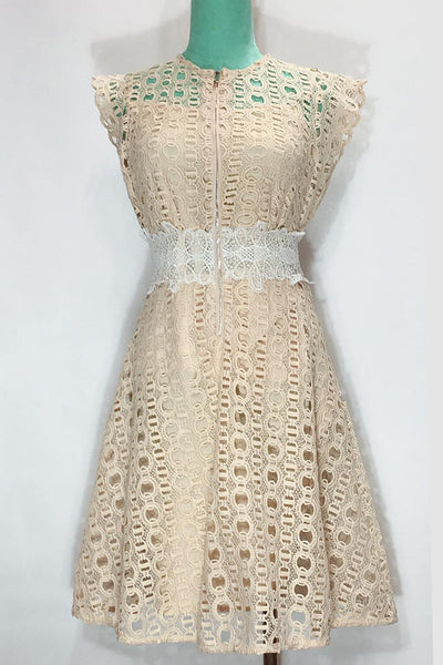 X7123 DRESS (WHITE, BEIGE) - N by Nancy